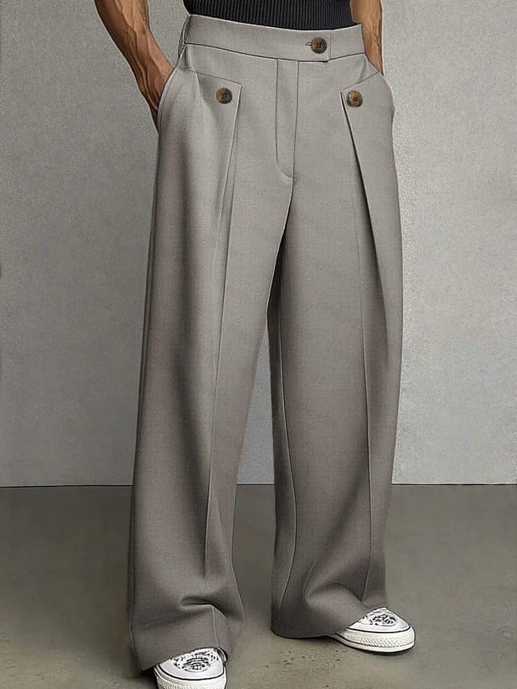 Wide Leg Chino Pants for Men - Grey