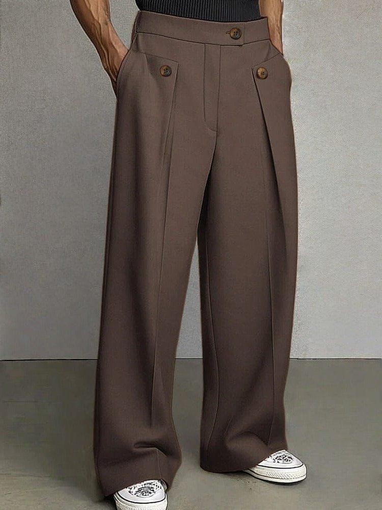 Wide Leg Chino Pants for Men - Brown