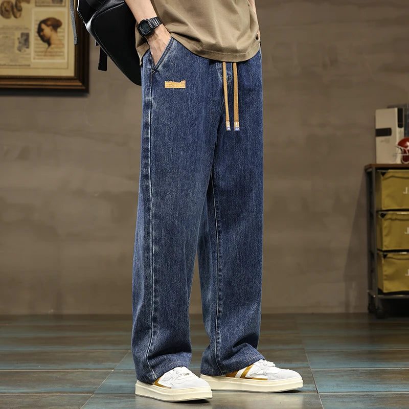 Wide-Leg Drawstring Jeans for Men