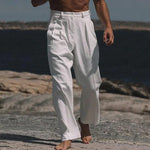 Wide Leg Linen Trousers for Men - View 2