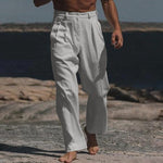Wide Leg Linen Trousers for Men - View 3