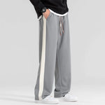 Wide-Leg Sweatpants with Side Stripe for Men - Gray
