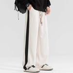 Wide-Leg Sweatpants with Side Stripe for Men - Cream