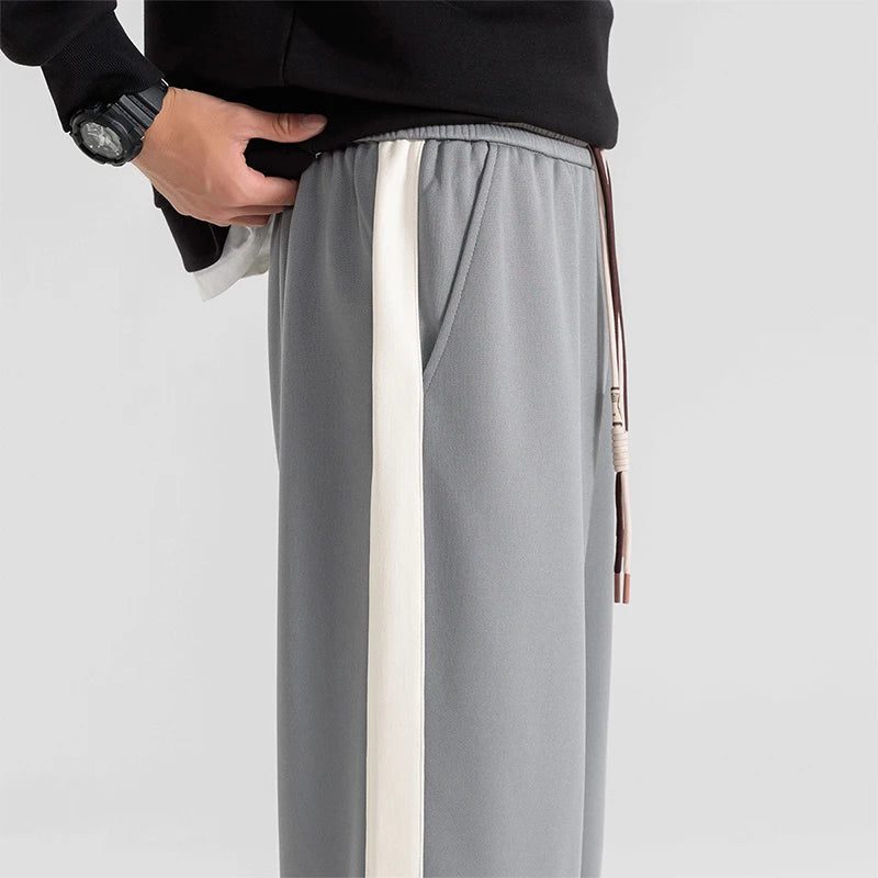 Wide-Leg Sweatpants with Side Stripe for Men - View 4