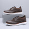 Wingtip Brogue Knit Lace-Up Shoes for Men - Espresso Brown