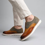 Wingtip Brogue Leather Oxford Shoes with Chunky Sole for Men - View 2