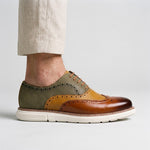 Wingtip Brogue Leather Oxford Shoes with Chunky Sole for Men - View 3
