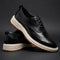 Wingtip Brogue Leather Shoes with Lace-Up Closure for Men - Black