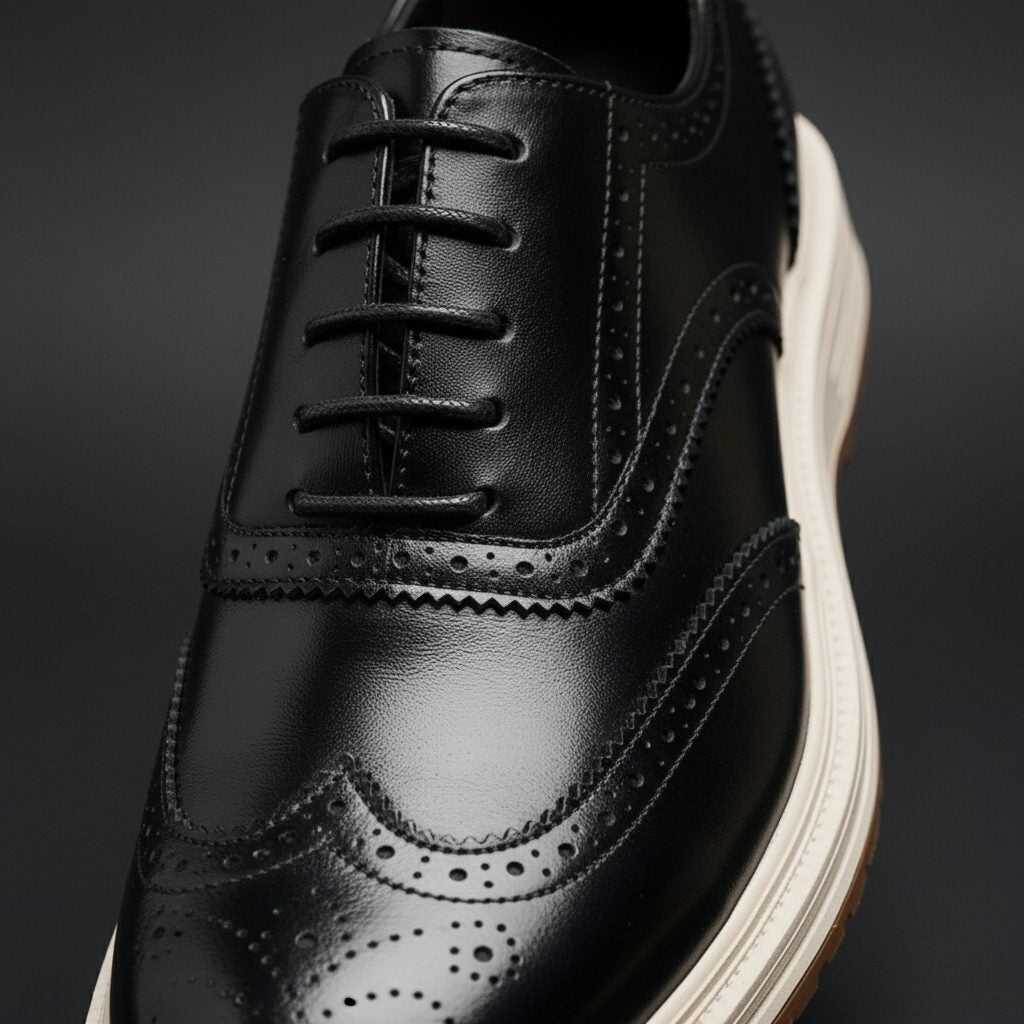 Wingtip Brogue Leather Shoes with Lace-Up Closure for Men - View 6