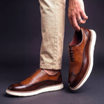 Wingtip Brogue Textured Leather Oxford Shoes for Men - View 3
