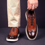 Wingtip Brogue Textured Leather Oxford Shoes for Men - View 4