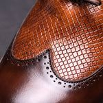 Wingtip Brogue Textured Leather Oxford Shoes for Men - View 5