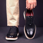 Wingtip Brogue Textured Leather Oxford Shoes for Men - View 9
