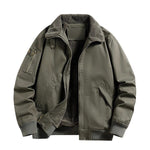 Winter Bomber Jacket with Fleece Collar and Ribbed Cuffs for Men - Green