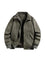 Winter Bomber Jacket with Fleece Collar and Ribbed Cuffs for Men - Green