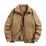 Winter Bomber Jacket with Fleece Collar and Ribbed Cuffs for Men - Camel
