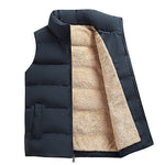 Winter Fleece Lined Puffer Vest with Stand Collar for Men