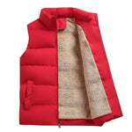 Winter Fleece Lined Puffer Vest with Stand Collar for Men - Red