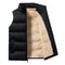 Winter Fleece Lined Puffer Vest with Stand Collar for Men - Black