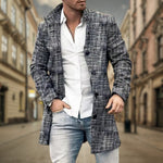 Wool Blend Long Coat for Men - Gray Heather