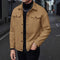 Wool Button-Up Jacket with Welt Pockets for Men