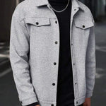 Wool Button-Up Jacket with Welt Pockets for Men - View 12