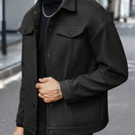 Wool Button-Up Jacket with Welt Pockets for Men - View 16