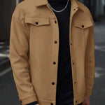 Wool Button-Up Jacket with Welt Pockets for Men - View 2