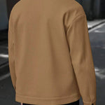 Wool Button-Up Jacket with Welt Pockets for Men - View 4