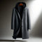 Wool Overcoat with Hood and Full-Zip for Men - Grey