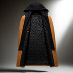 Wool Overcoat with Hood and Full-Zip for Men - View 4