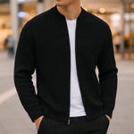 Wool Ribbed Knit Zip-Up Cardigan for Men - View 5