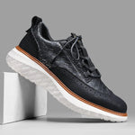 Woven Brogue Lace-Up Shoes for Men - Black