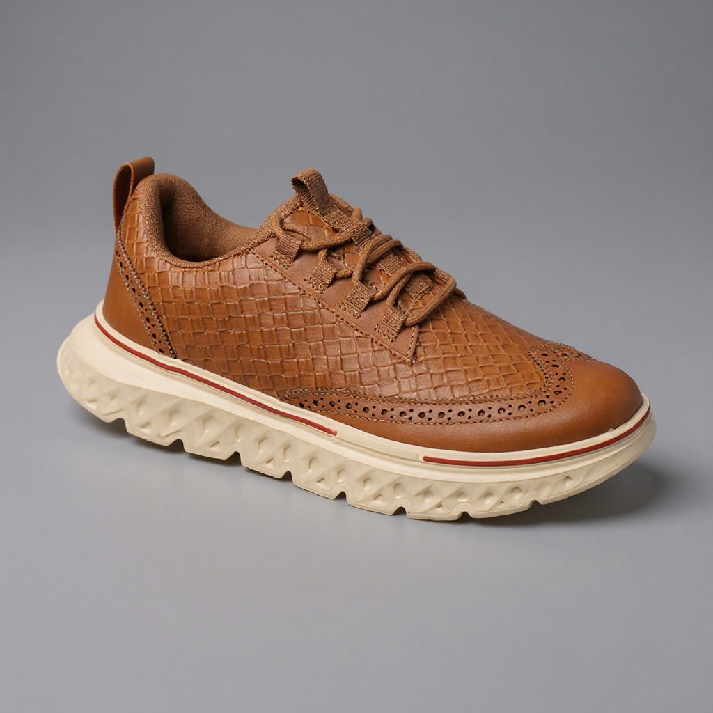 Woven Lace-Up Wingtip Brogue Shoes for Men