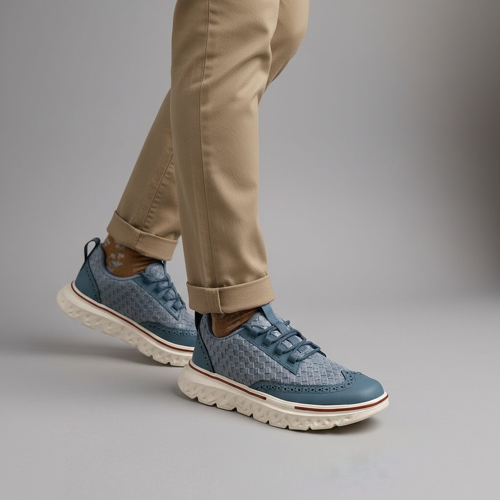 Woven Lace-Up Wingtip Brogue Shoes for Men - View 4