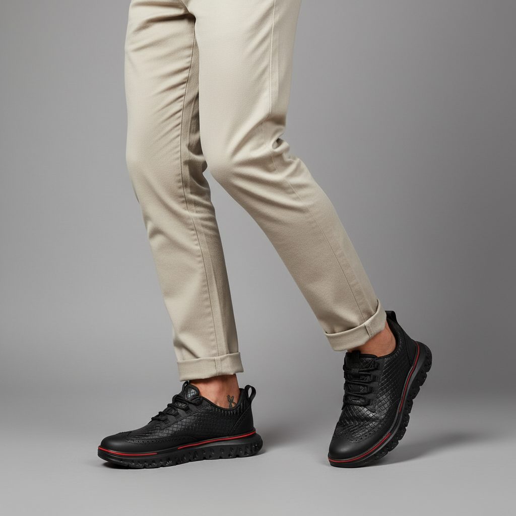 Woven Lace-Up Wingtip Brogue Shoes for Men - View 6