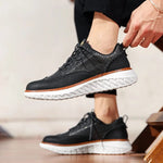 Woven Leather Brogue Lace-Up Sneakers for Men - View 10