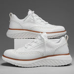 Woven Leather Brogue Lace-Up Sneakers for Men - View 14