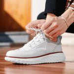Woven Leather Brogue Lace-Up Sneakers for Men - View 17