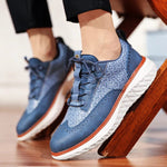 Woven Leather Brogue Lace-Up Sneakers for Men - View 5