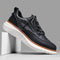 Woven Leather Brogue Lace-Up Sneakers for Men - Charcoal