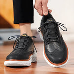 Woven Leather Brogue Lace-Up Sneakers for Men - View 9