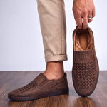 Woven Slip-On Man-Made Leather Loafers for Men - View 2