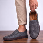 Woven Slip-On Man-Made Leather Loafers for Men - View 7