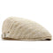 Woven Straw Flat Cap with Adjustable Back Strap for Men - White