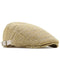 Woven Straw Flat Cap with Adjustable Back Strap for Men - Beige