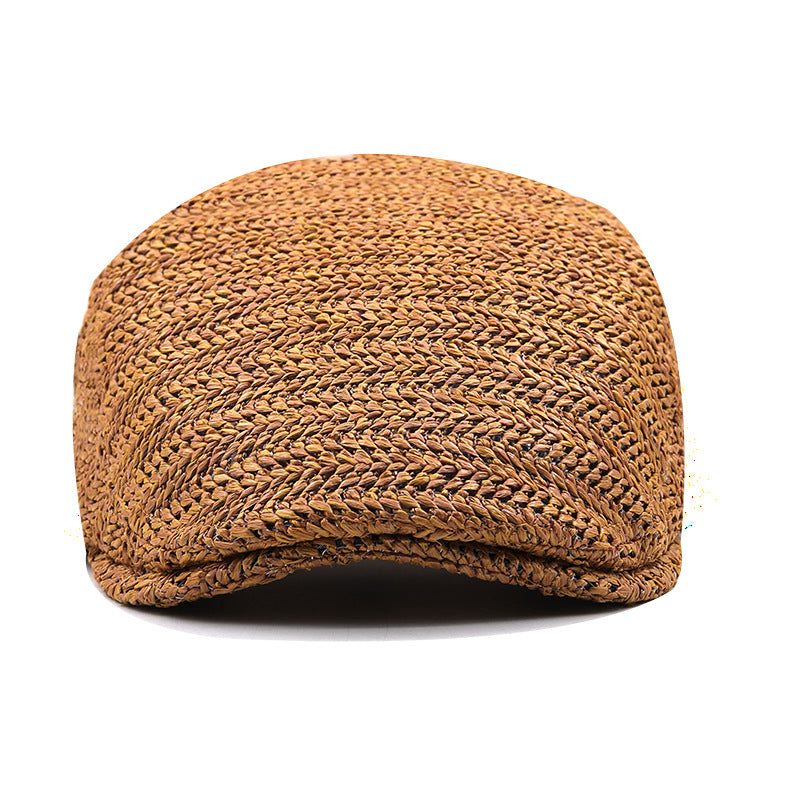 Woven Straw Flat Cap with Adjustable Back Strap for Men - View 3
