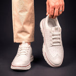 Woven Wingtip Lace-Up Leather Shoes for Men - View 9