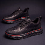 Woven Wingtip Lace-Up Leather Shoes for Men - View 11