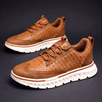 Woven Wingtip Lace-Up Leather Shoes for Men - View 2